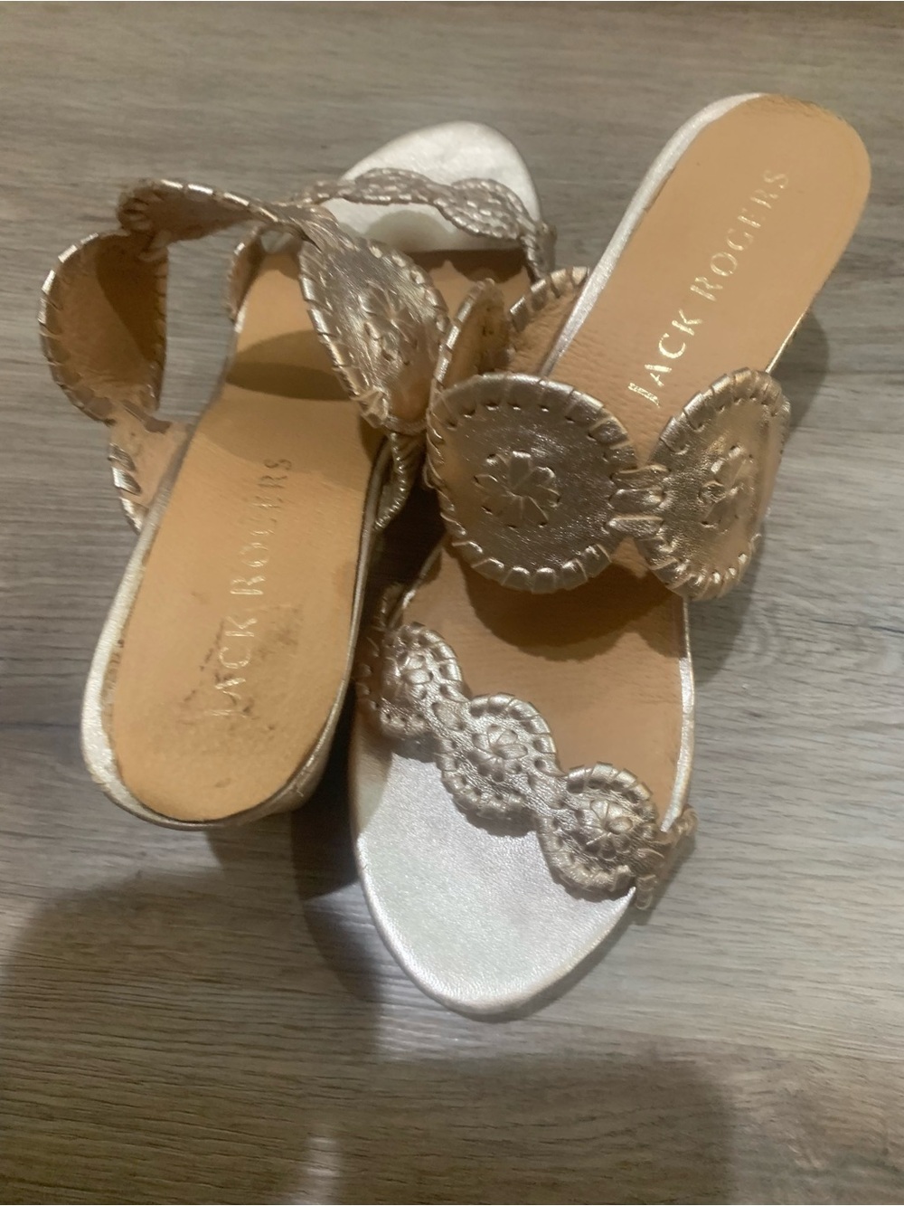 Jack Rogers Gold Metallic Rondelle Slide Sandals